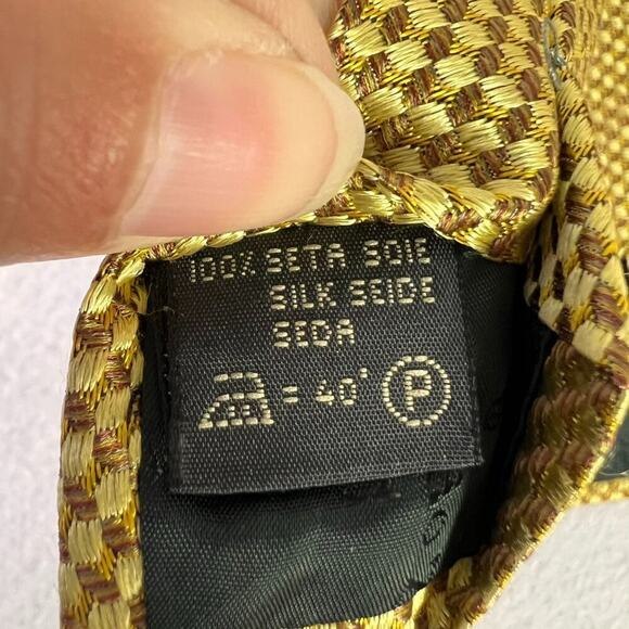 Ermenegildo Zegna Gold Tie - 100% Silk - Classic Textured Made In Italy - Picture 10 of 12